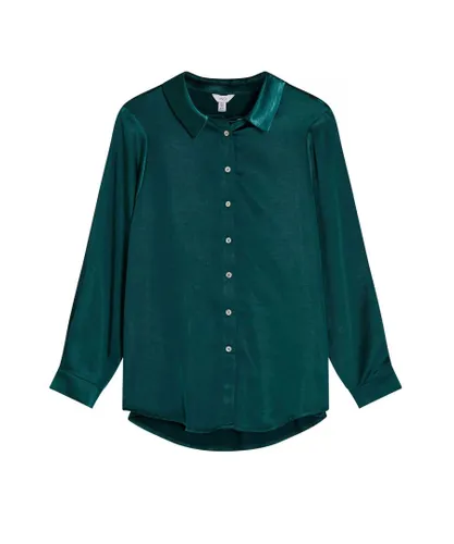 M&Co Womens Silky Satin Blouse - Green