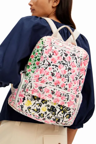 M floral canvas backpack - WHITE - U