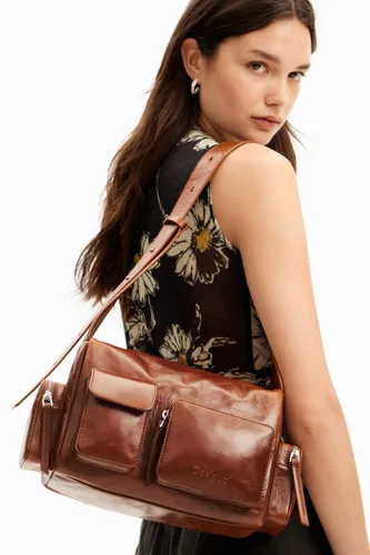 M leather pockets bag - BROWN - U
