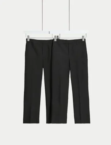 M&S Boys 2-Pack Easy Dressing School Trousers (3-18 Yrs) - 12-13 - Black, Black