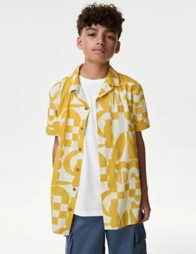 M&S Boys 2pc Pure Cotton Shirt and T-Shirt (6-16 Yrs) - 7-8 Y - Mustard, Mustard