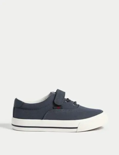 M&S Boys Canvas Riptape Trainers (4 Small - 2 Large) - 2 LSTD - Navy, Navy,Tan,Green