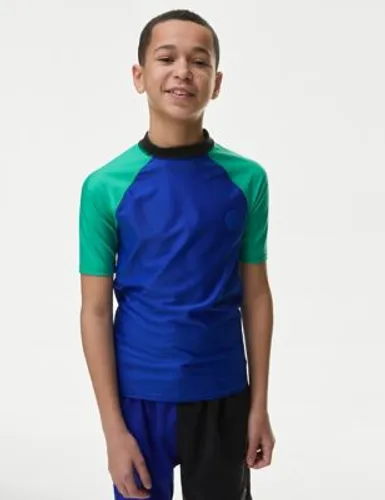 M&S Boys Colour Block Rash Vest (6-16 Yrs) - 10-11 - Multi, Multi