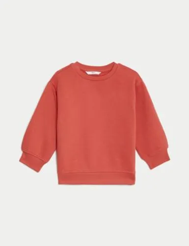 M&S Boys Cotton Rich Plain Sweatshirt (2-8 Yrs) - 3-4 Y - Red, Red