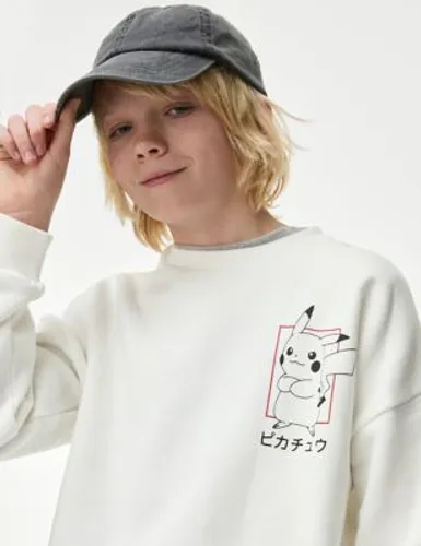 M&S Boys Cotton Rich Pokémon™ Sweatshirt (6-16 Yrs) - 6-7 Y - White, White
