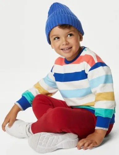 M&S Boys Cotton Rich Striped Sweatshirt (2-8 Yrs) - 6-7 Y - Multi, Multi