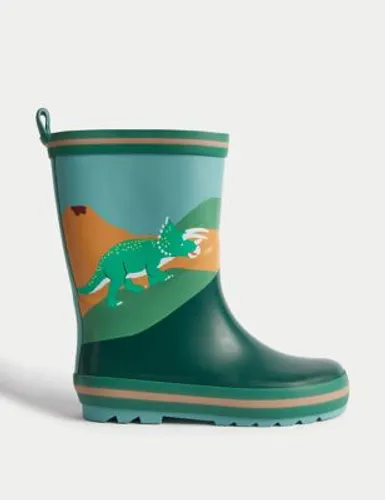 M&S Boys Dinosaur Wellies (4 Small - 2 Large) - 4S - Green Mix, Green Mix