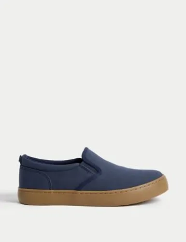M&S Boys Freshfeet™ Slip-on Shoes (1 Large - 7 Large) - Navy, Navy,Khaki