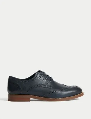M&S Boys Leather Brogues (3 Large - 7 Large) - 4 L - Navy, Navy,Tan