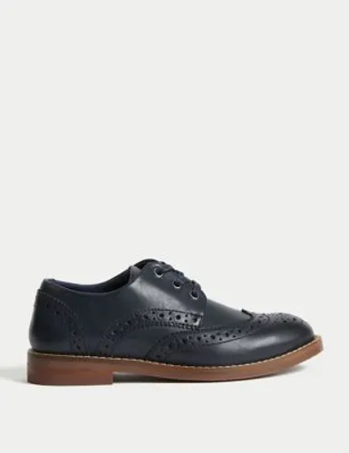 M&S Boys Leather Brogues (8 Small - 2 Large) - 8 SSTD - Navy, Navy,Tan