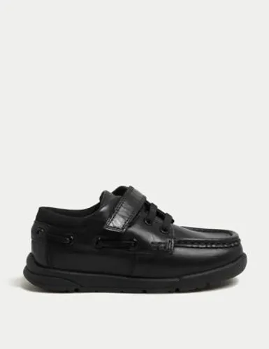 M&S Boys Leather Freshfeet™ Riptape School Shoes (8 Small - 2 Large) - 10 SNAR - Black, Black