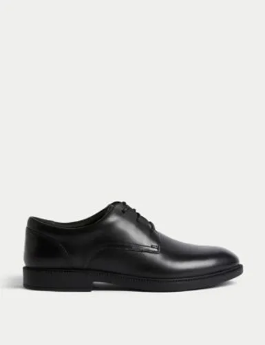 M&S Boys Leather Lace School Shoes (2½ - 9 Large) - 2.5 LSTD - Black, Black