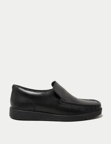 M&S Boys Leather Slip-on Loafer School Shoes (13 Small - 9 Large) - 3.5 LSTD - Black, Black