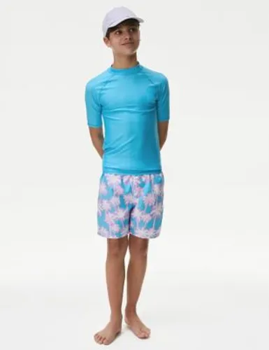 M&S Boys Palm Tree Swim Shorts (6-16 Yrs) - 15-16 - Turquoise Mix, Turquoise Mix
