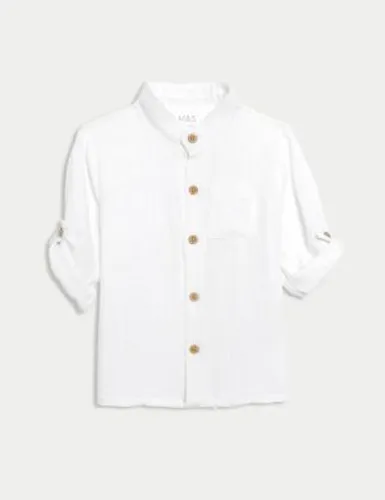 M&S Boys Pure Cotton Shirt (0-3 Yrs) - 0-3 M - White, White