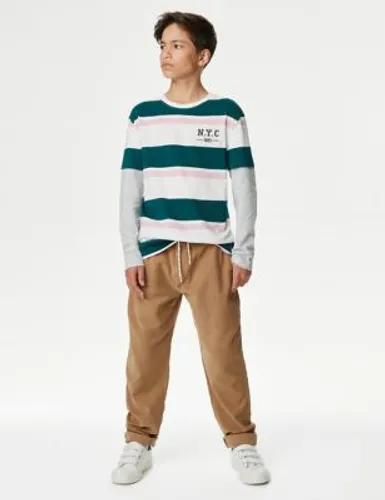 M&S Boys Relaxed Cotton Rich Skater Chinos (6-16 Yrs) - 14-15 - Coffee, Coffee,Navy,Ecru
