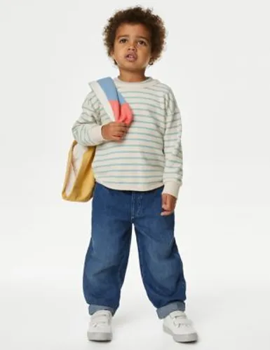 M&S Boys Relaxed Pure Cotton Jeans (2-8 Yrs) - 3-4 Y - Denim, Denim