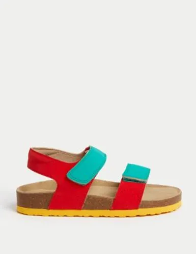 M&S Boys Riptape Footbed Sandals (4 Small - 2 Large) - 10 SSTD - Red, Red
