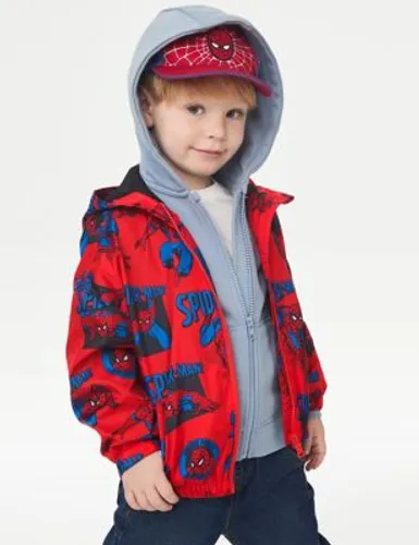 M&S Boys Spider-Man™ Hooded Windbreaker (2-8 Yrs) - 3-4 Y - Red Mix, Red Mix