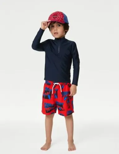 M&S Boys Spider-Man™ Swim Shorts (2-8 Yrs) - 3-4 Y - Red Mix, Red Mix