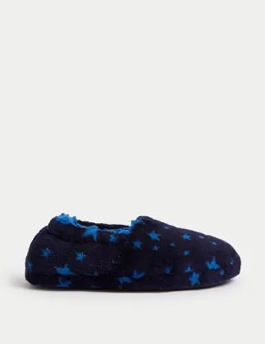 M&S Boys Star Print Slippers (13 Small - 7 Large) - 6 S - Blue, Blue