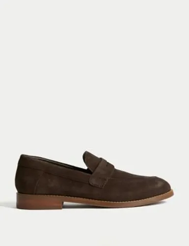 M&S Boys Suede Loafers (3 Large - 7 Large) - 4 L - Chocolate, Chocolate,Tan