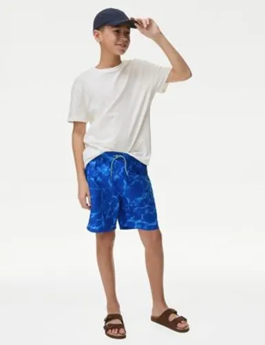 M&S Boys Wave Print Swim Shorts (6-16 Yrs) - 7-8 Y - Blue Mix, Blue Mix