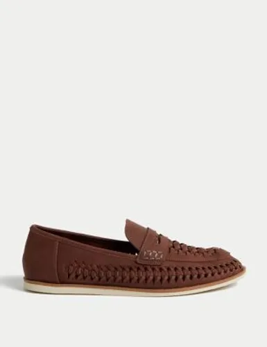 M&S Boys Woven Slip-On Loafers (3 Large - 7 Large) - 6 L - Brown, Brown,Stone,Navy