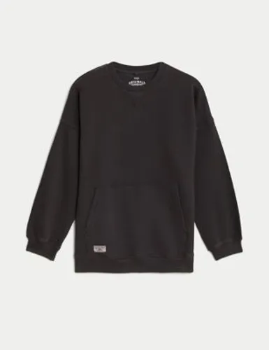 M&S Cotton Rich Sweatshirt (6-16 Yrs) - 10-11 - Charcoal, Charcoal,Khaki