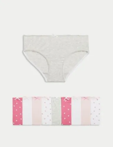 M&S Girls 10pk Cotton Rich Heart Knickers (2-14 Yrs) - 3-4 Y - Pink Mix, Pink Mix