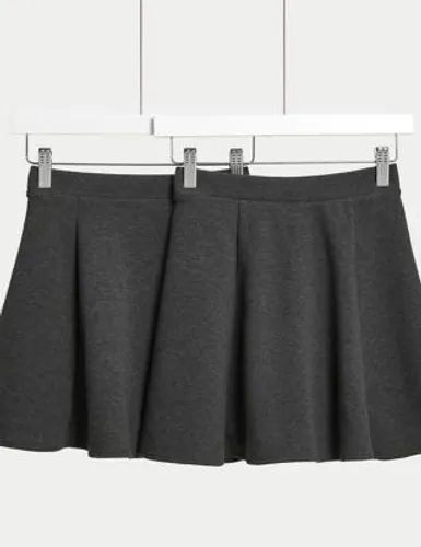 M&S Girls 2-Pack Jersey Skater School Skirts (2-18 Yrs) - 10-11 - Grey, Grey