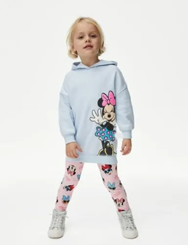 M&S Girls 2pc Cotton Rich Minnie Mouse™ Hoodie Outfit (2-8 Yrs) - 7-8 Y - Yellow Mix, Yellow Mix