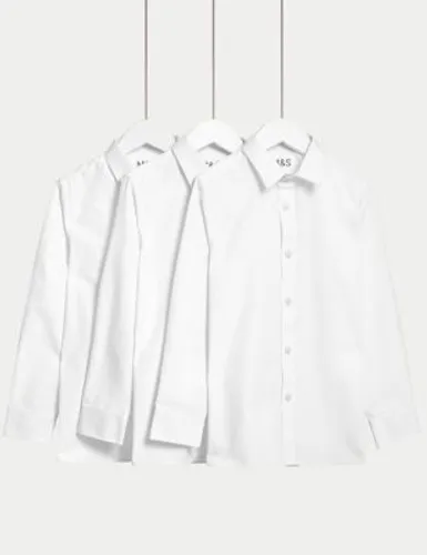 M&S Girls 3-Pack Plus Fit Easy Iron School Shirts (4-18 Yrs) - 8-9 Y - White, White