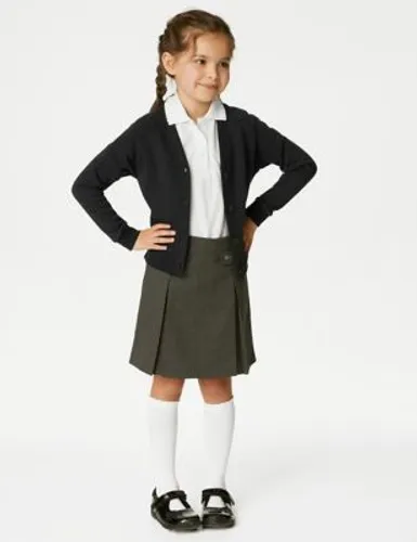 M&S Girls Cotton Regular Fit School Cardigan (2-16 Yrs) - 3-4 YREG - Black, Black,Grey Marl