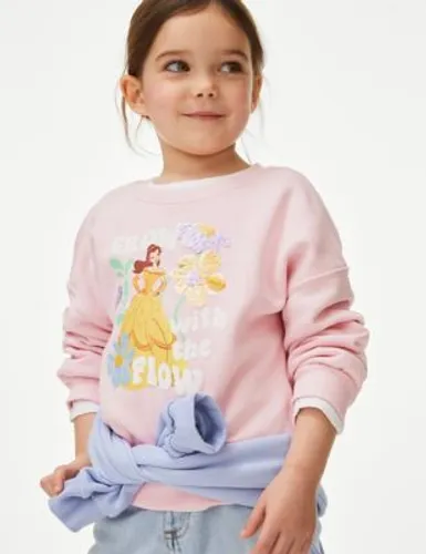 M&S Girls Cotton Rich Disney Princess™ Sweatshirt (2-8 Yrs) - 2-3 Y - Light Pink, Light Pink