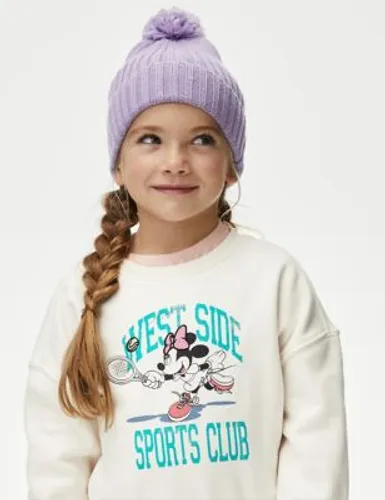M&S Girls Cotton Rich Minnie Mouse™ Sweatshirt (2-8 Yrs) - 2-3 Y - Ecru, Ecru
