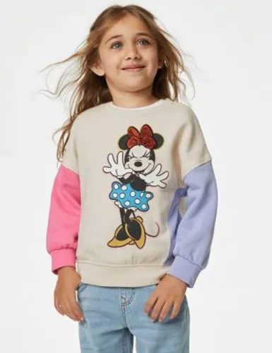 M&S Girls Cotton Rich Minnie™ Sweatshirt (2-8 Yrs) - 2-3 Y - Pink, Pink
