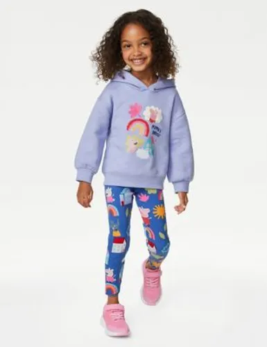 M&S Girls Cotton Rich Peppa Pig™ Top & Bottom Outfit (2-8 Yrs) - 3-4 Y - Violet, Violet