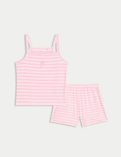 M&S Girls Cotton Rich Ribbed Top & Bottom Outfit (6-16 Yrs) - 15-16 - Pink Mix, Pink Mix