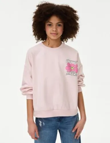 M&S Girls Cotton Rich SmileyWorld® Sweatshirt (6-16 Yrs) - 6-7 Y - Pink, Pink