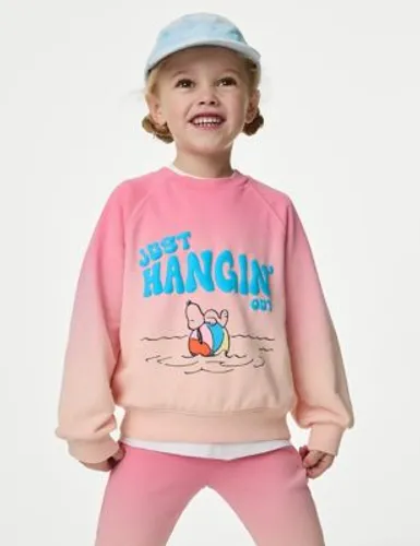 M&S Girls Cotton Rich Snoopy™ Sweatshirt (2-8 Yrs) - 2-3 Y - Pink, Pink