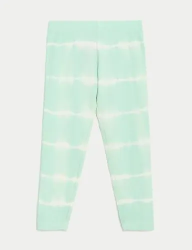 M&S Girls Cotton Rich Tie Dye Leggings (2-8 Yrs) - 3-4 Y - Turquoise, Turquoise