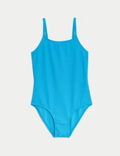 M&S Girls Crinkle Swimsuit (6-16 Yrs) - 6-7 Y - Blue, Blue,Green,Purple