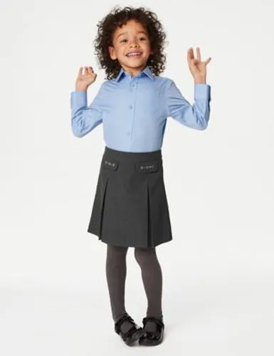 M&S Girls Embroidered School Skirt (2-18 Yrs) - 7-8 Y - Grey, Grey