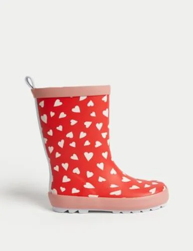 M&S Girls Freshfeet™ Heart Wellies (4 Small - 13 Small) - 10 S - Red, Red