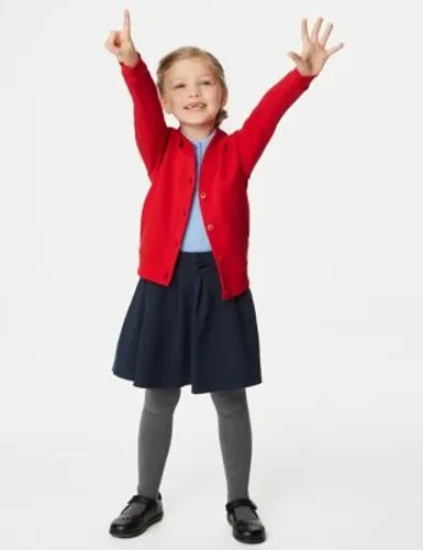 M&S Girls Jersey School Cardigan (2-18 Yrs) - 11-12 - Red, Red,Royal Blue,Navy