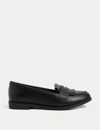 M&S Girls Leather Freshfeet™ School Loafers (13 Small - 7 Large) - 3 LSTD - Black, Black