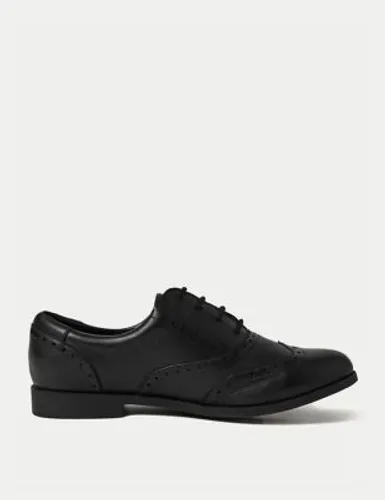 M&S Girls Leather Lace-up Brogues School Shoes (13 Small - 7 Large) - 5 LWDE - Black, Black