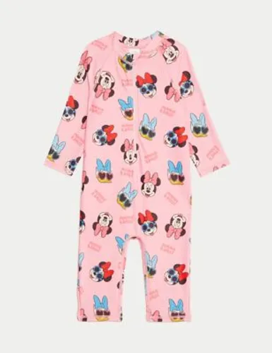 M&S Girls Minnie Mouse™ Long Sleeve Swimsuit (2-8 Yrs) - 3-4 Y - Pink Mix, Pink Mix