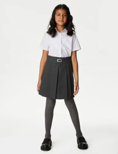 M&S Girls Permanent Pleats School Skirt (2-16 Yrs) - 10-11 - Grey, Grey,Black
